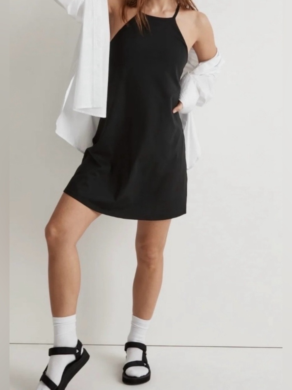 Madewell MWL Flex 2.0 Fitness Dress NWT Black Built In Shorts Size L - Picture 2 of 7
